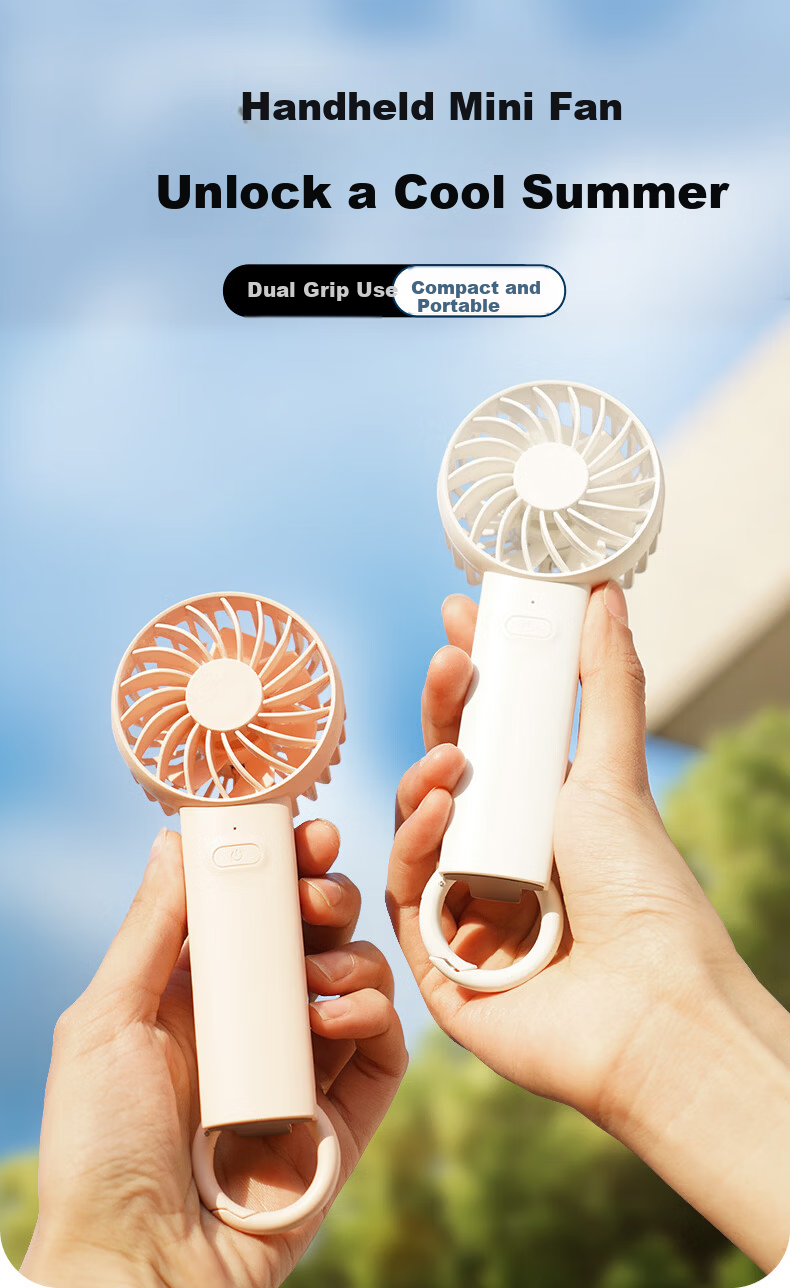 AIMIKU Handheld Portable Mini USB Rechargeable Quiet Small Fan for Students Summer Outdoor Classroom Girls Large Airflow Dawn Pink 2