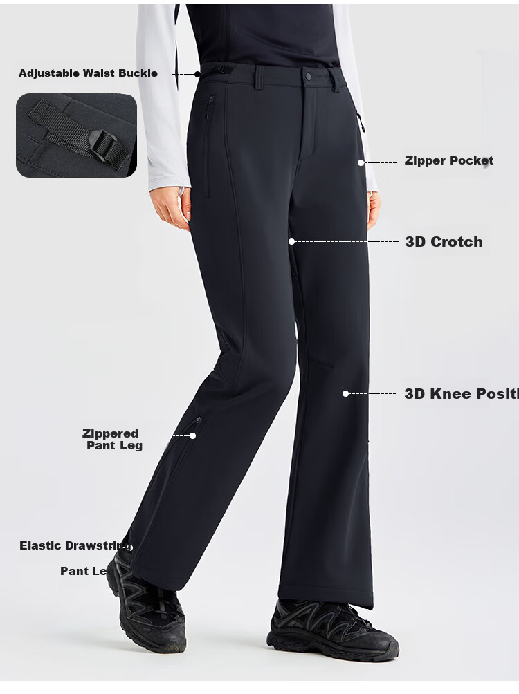 Toread Mulan Women's Softshell Pants Autumn Winter Fleece Warm Durable Breathable Windproof Outdoor Travel Hiking Trousers 1