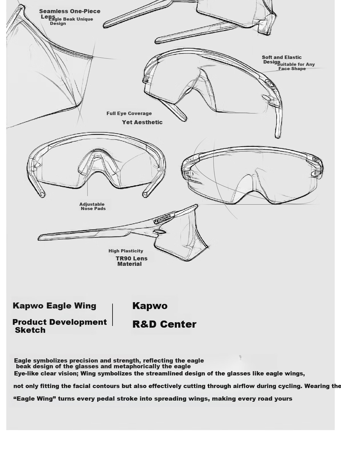 KAPVOE Eagle Wing Cycling Photochromic Outdoor Sports Windproof UV Protection Goggles 29