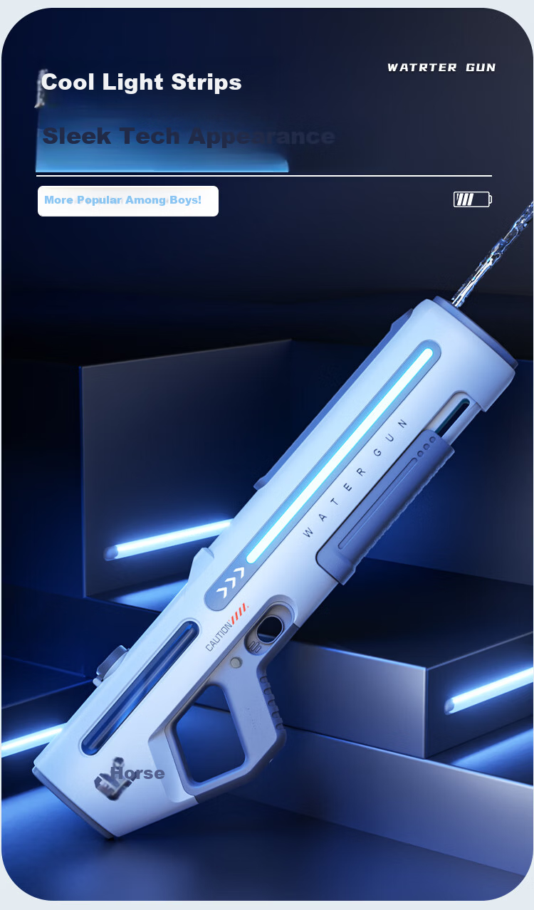 Benny Kids Water Gun 6-12 Years Old Pulse Light Electric Rapid-Fire Water Blaster Boys Birthday Gift 7