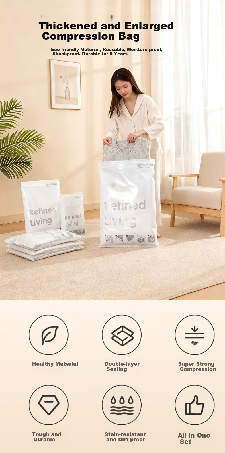 BEYYIT Vacuum Storage Bags Moving Packing Compression Bags Quilt Clothes 13-Piece Set [Electric Pump Simple Version] 1