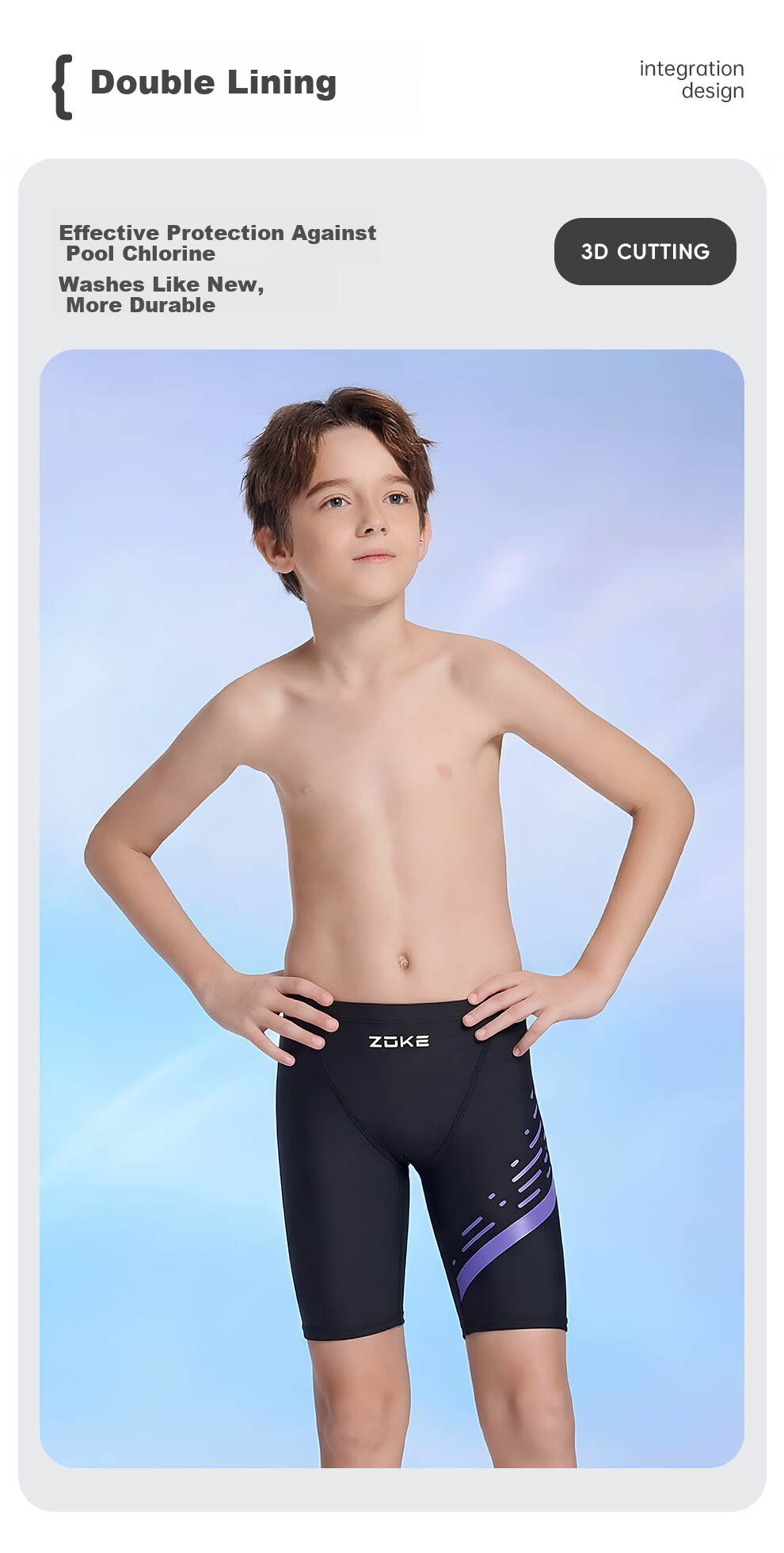 ZOKE Youth Boys Five-Point Swim Trunks Swimming Training Competition Racing Quick-Dry Chlorine-Resistant 126326871 Black Size 150 3