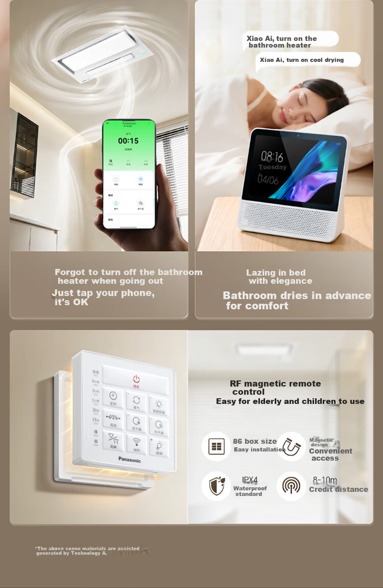 Panasonic Smart Bathroom Heater with Warm Air, Lighting, and Exhaust Integration 2026 New Model, R7 Air Constant Temperature Bath Heater with Light 13