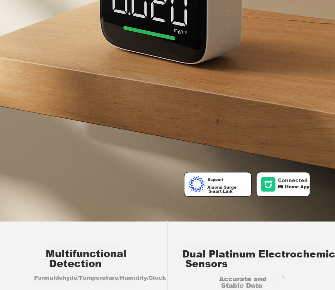 DUKA Formaldehyde Detector Home Formaldehyde Tester Air Quality Monitor Temperature Humidity Meter Clock Mijia Smart HF1 2