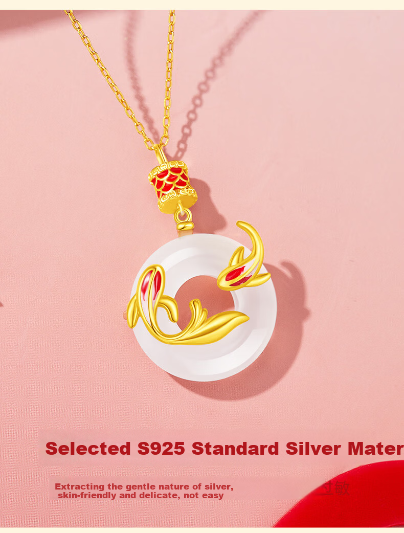 Lao Miao Koi Fish Safety Buckle Pure Silver Necklace Women's New Pendant Birthday Gift Practical High-End Jewelry for Wife Girlfriend 7