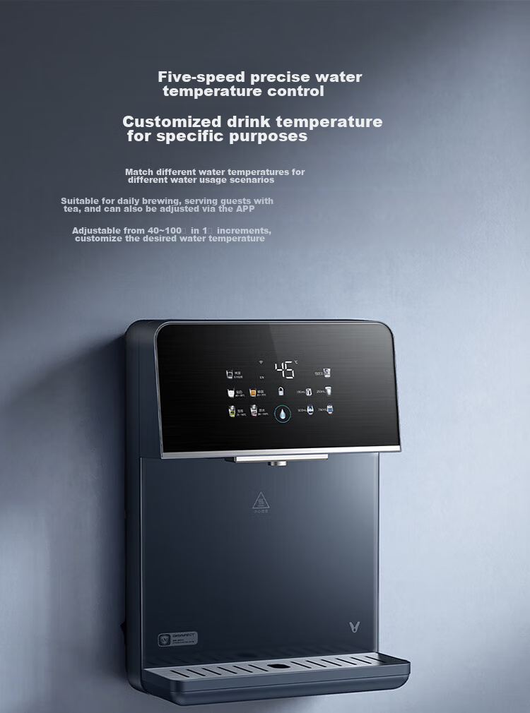 VIOMI Wall-Mounted Water Dispenser for Home Use with Full Flow Rate, Adjustable Temperature, Instant Hot Water, Connected Drinking Water Machine, Safe Child Lock Protection, UV Sterilization Master 2S 8