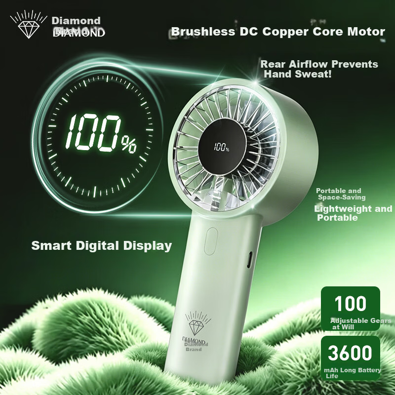 Diamond Brand Handheld Mini Fan High-Speed Energy-Saving Portable Rechargeable Quiet Powerful Outdoor Personal Fan for Students Dormitory Back to School