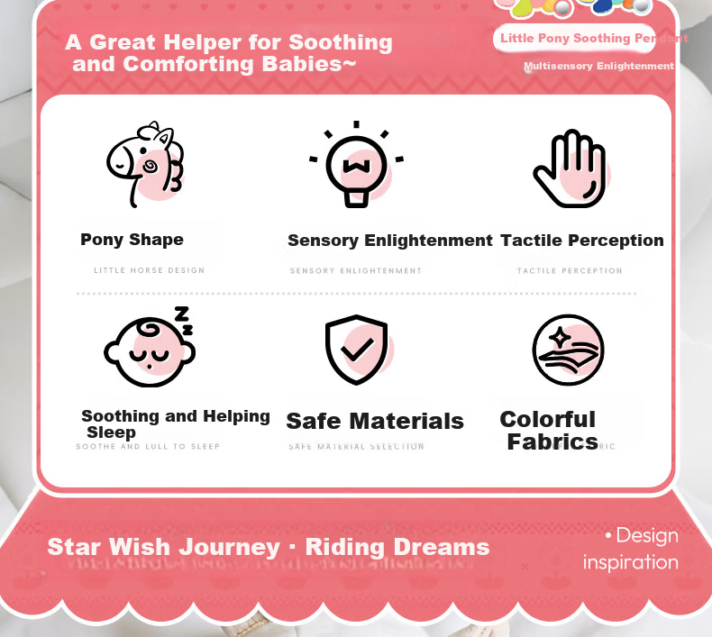 Jollybaby Baby Stroller Toy Pendant Newborn Crib Rattle Car Toy Baby Crib Bell Pony Soothing Pendant 2