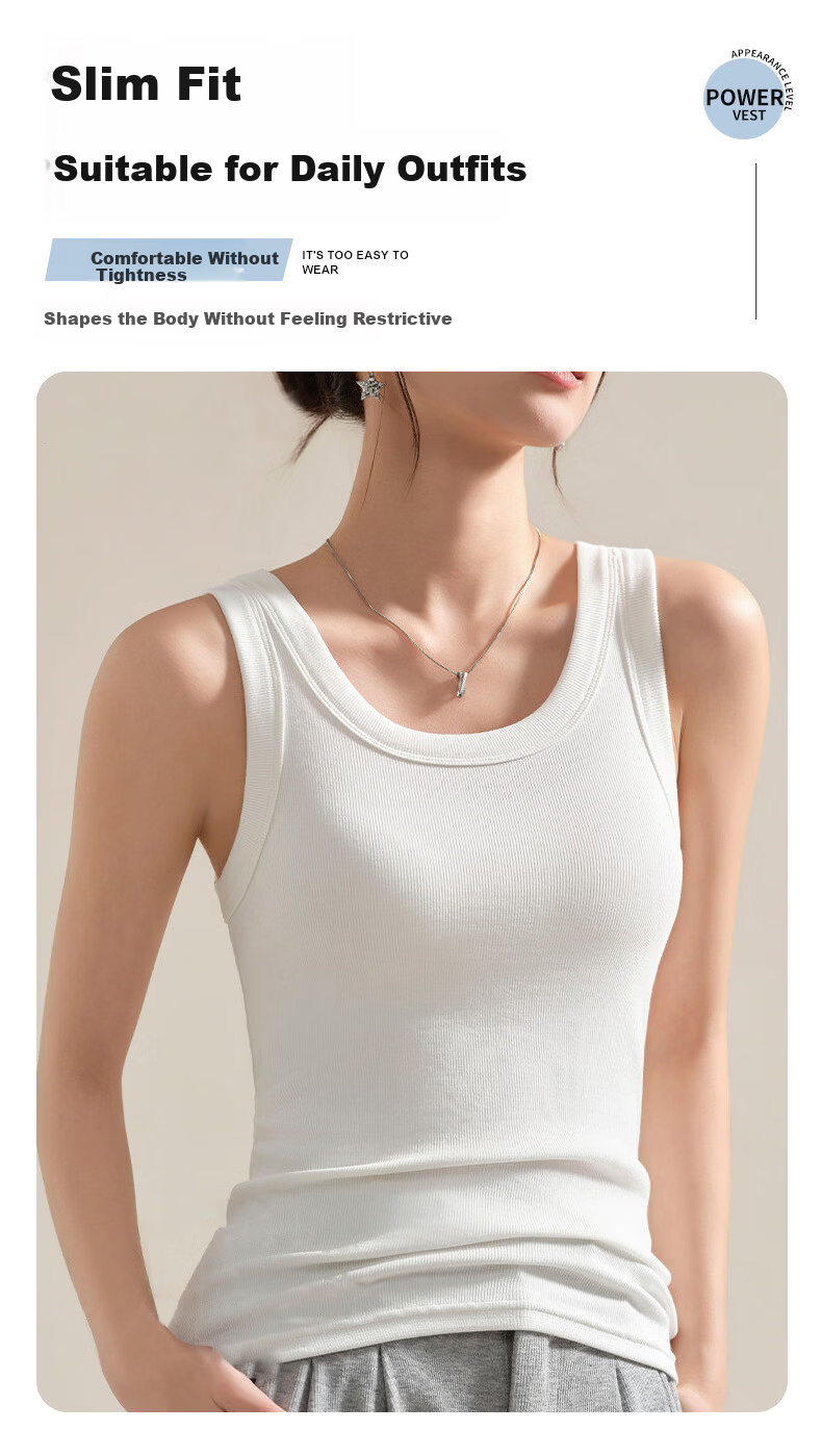 Modal Women's Classic Ribbed Slim Fit Tank Top Wide Shoulder Straps Slimming Round Neck Back Design Inner Wear 2XL 3