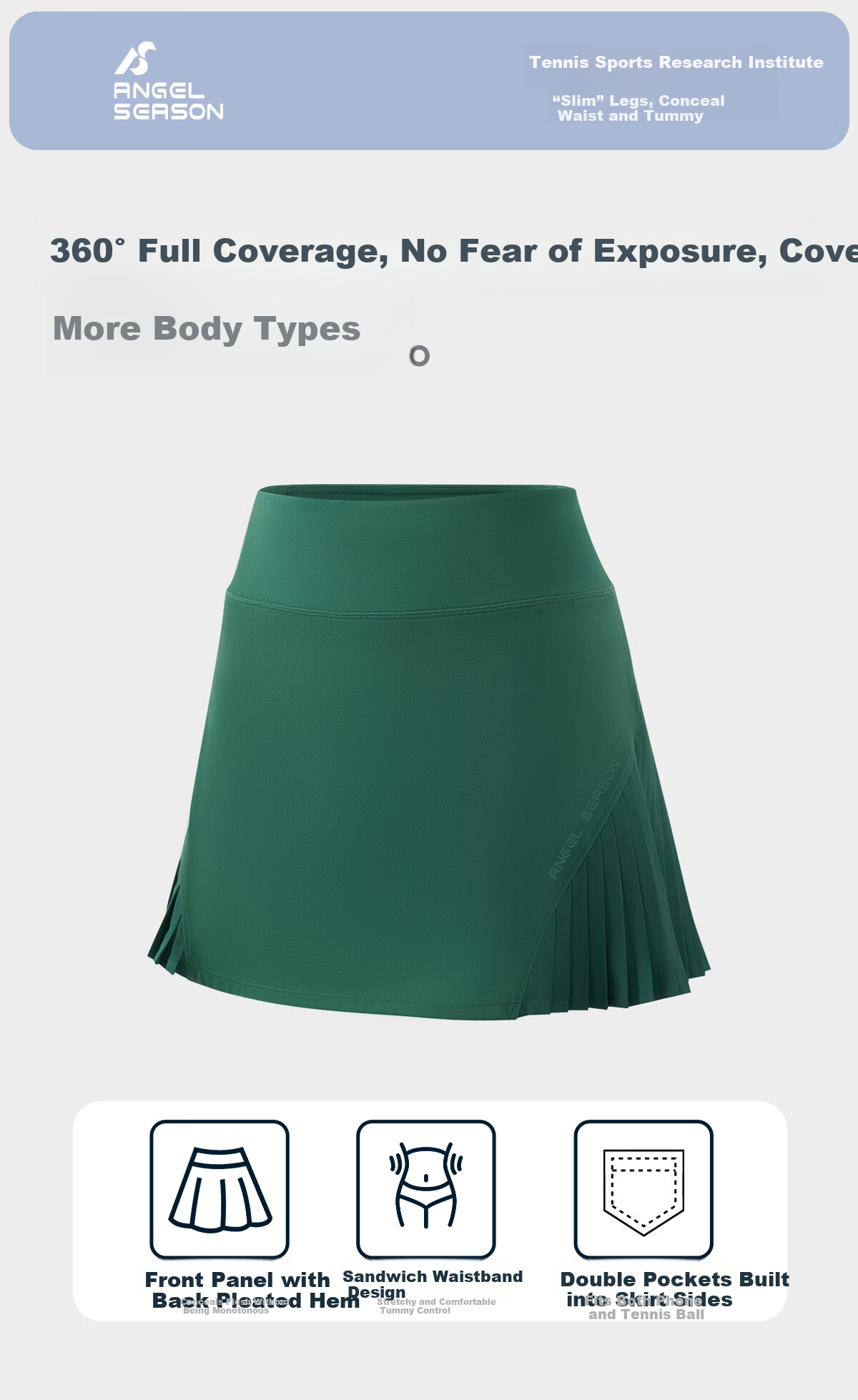Angel Season Sports Yoga Pleated Tennis Skirt for Women 2026 Spring Summer New Badminton Skirt Tennis Dress Anti-Exposure Skirt 3