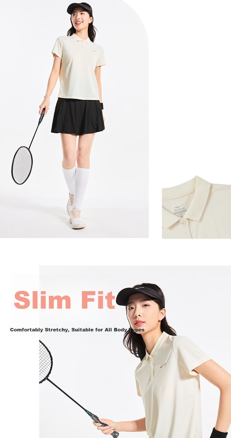 Erke Women's Micro Collar Short Sleeve T-Shirt Summer Sports Polo Shirt Moisture-Wicking Quick-Dry Ice Cool Casual Outdoor Base Layer Collared Tee 8