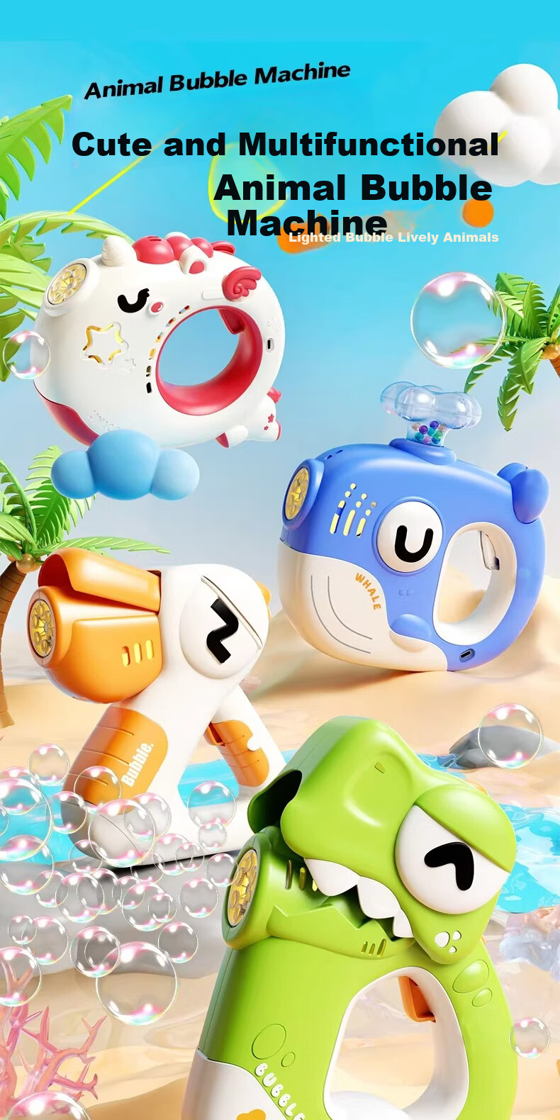 Guou New Multifunctional Bubble Machine Educational Animal Shape Fully Automatic Toy Children's Day Gift 1