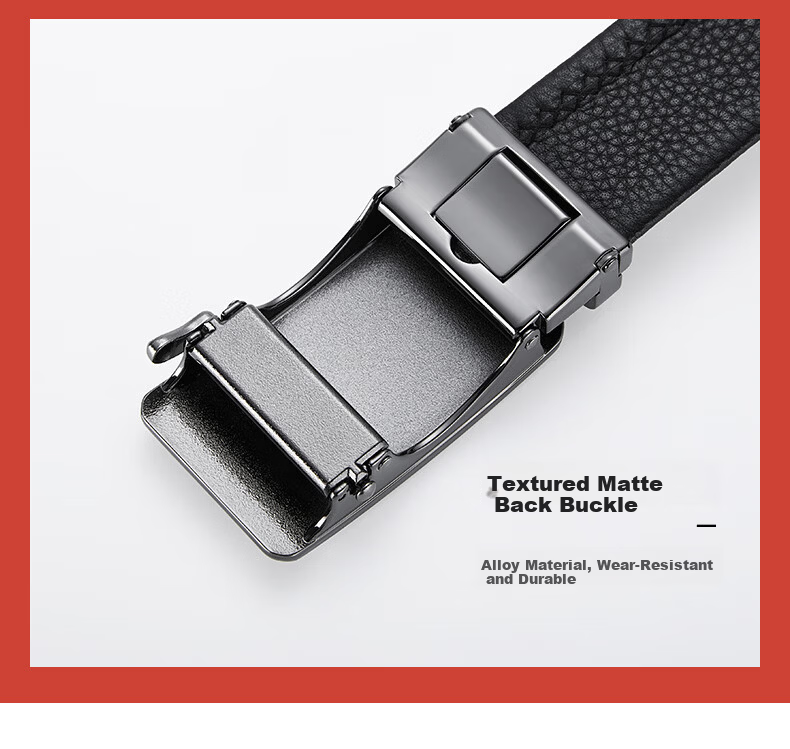 ELLE HOMME French Brand Men's Genuine Leather Belt Automatic Buckle Top Layer Cowhide Waist Belt Gift Box Birthday Gift for Boyfriend 15
