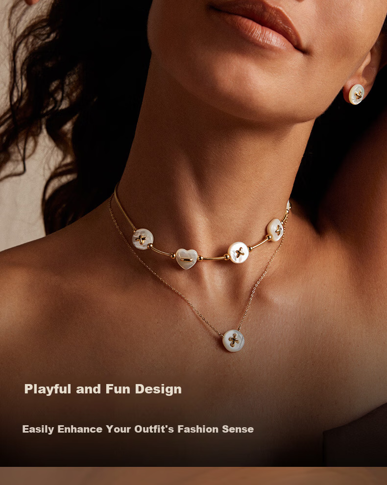 HEFANG Mother-of-Pearl Button Clavicle Necklace Luxury High-End Jewelry [Birthday Gift for Girlfriend Wife] 5