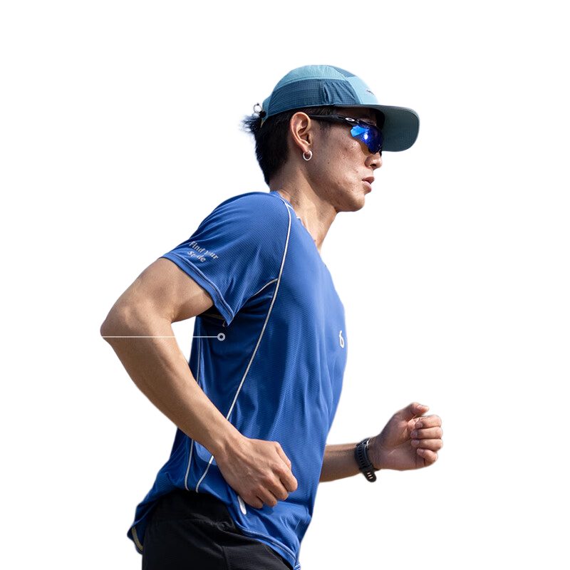 Flipbelt [Silver Ion T] Men's Short-Sleeve Summer Breathable Sports Casual Fitness Top for Running, Element Blue, M