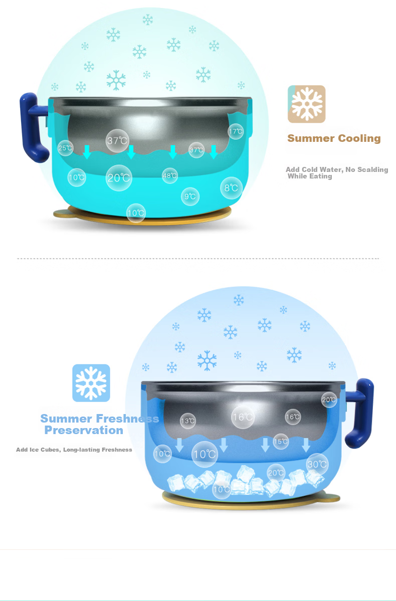 Dora Bela Water-Free Insulated Bowl Baby Feeding Bowl Stainless Steel Temperature-Controlled Bowl Anti-Drop Toddler Kindergarten Tableware 2011 7