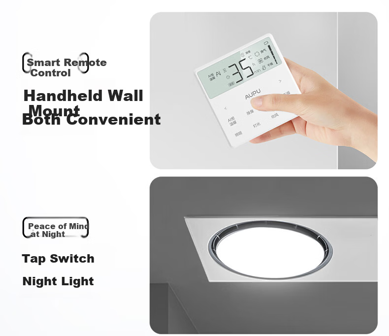 AUPU Smart Bathroom Heater Q360A3-Air with Thermal Ring Deodorization, Warm Air, Lighting, and Exhaust Integration 16