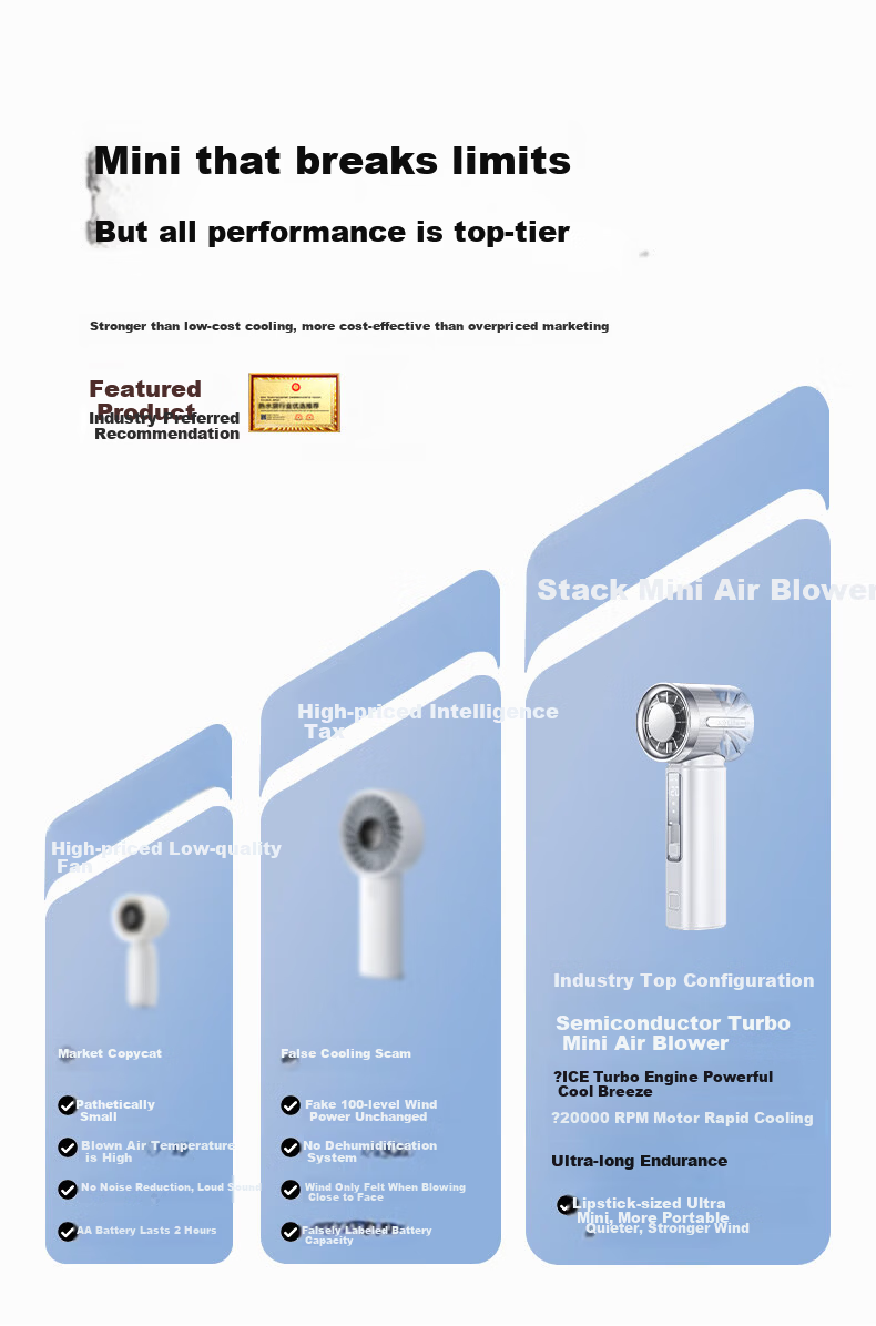 STEK【Hot Sale 1 Million+】Ultra Mini Handheld Small Fan Semiconductor Cooling Mini Portable Quiet USB Rechargeable Long Battery Life Office Dorm Outdoor Fan 1