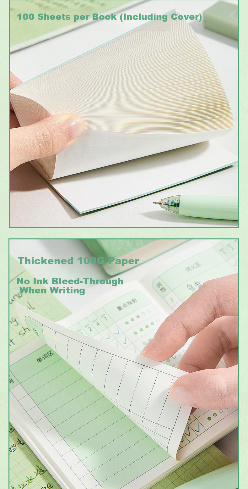 Kaba Bear Ebbinghaus Pocket English Vocabulary Notebook 100 Sheets Junior High and High School Leather Mini Portable Word Memorization Book White 6