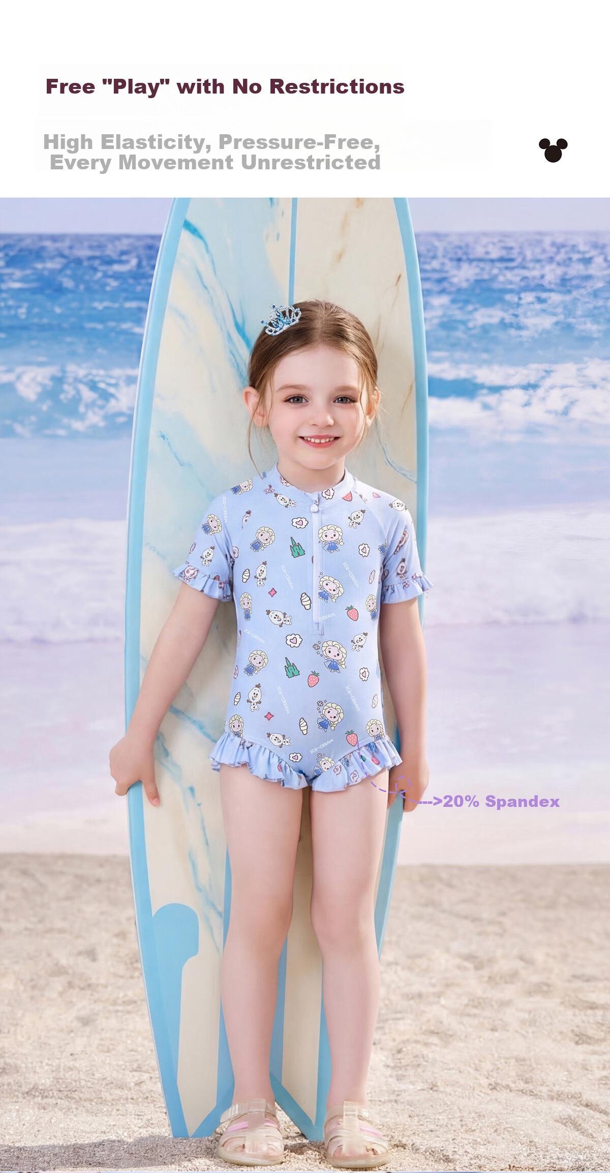 Disney Kids Girls Toddler One-Piece Baby Swimsuit D36021S2G Blue Size 120 2