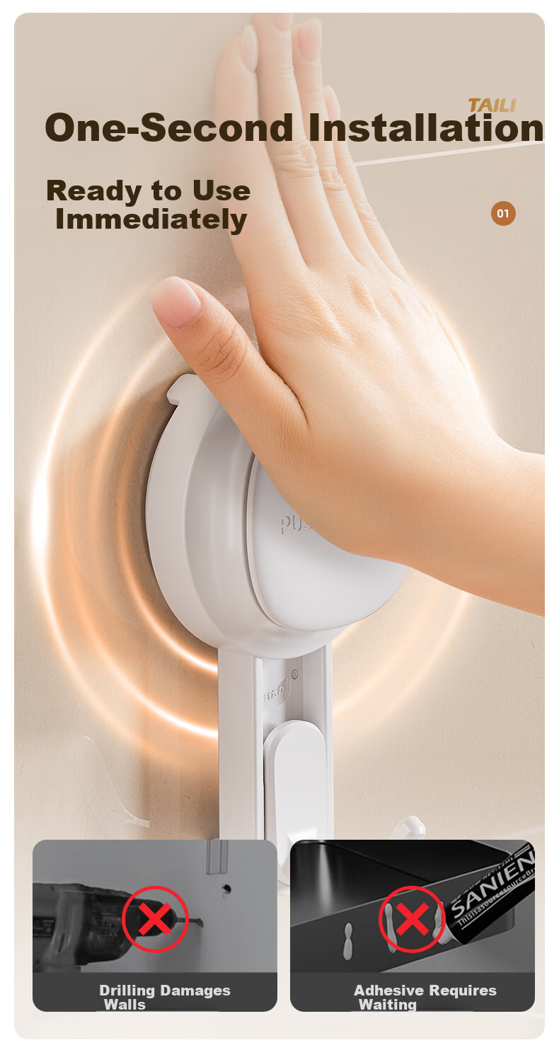 Taili Suction Cup Hook No-Drill Strong Adhesive Hook Door Back Clothes Hook Kitchen Seamless Vacuum Hook Anke Vision 4-Pack 3
