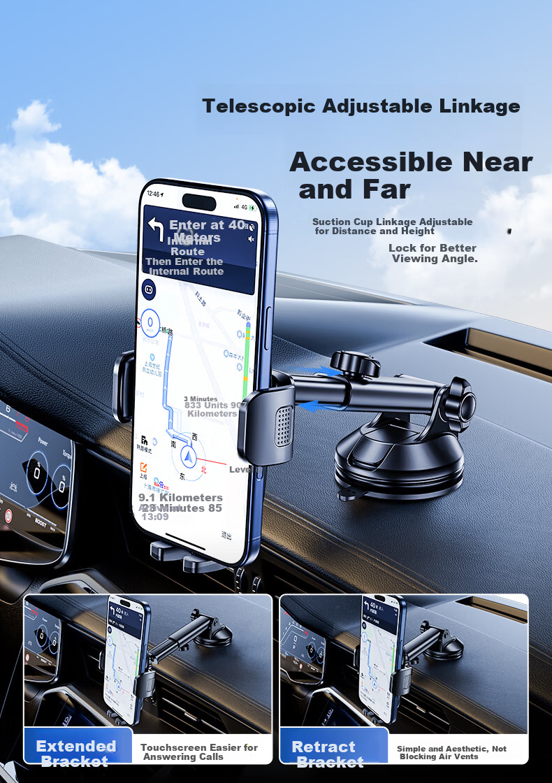 PHILIPS Car Phone Holder Vacuum Suction Magnetic Navigation Wireless Charger Stand Set 2326 2