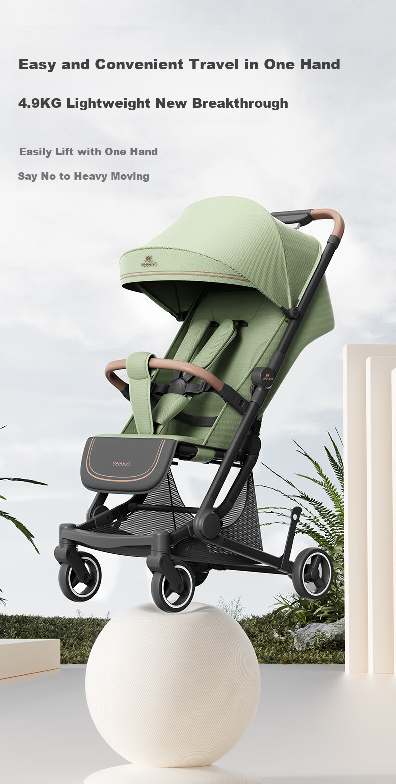 YEEHOO Youxing Baby Stroller Lightweight High-View Shock-Absorbing Reclining Seat Gravel Gray 4