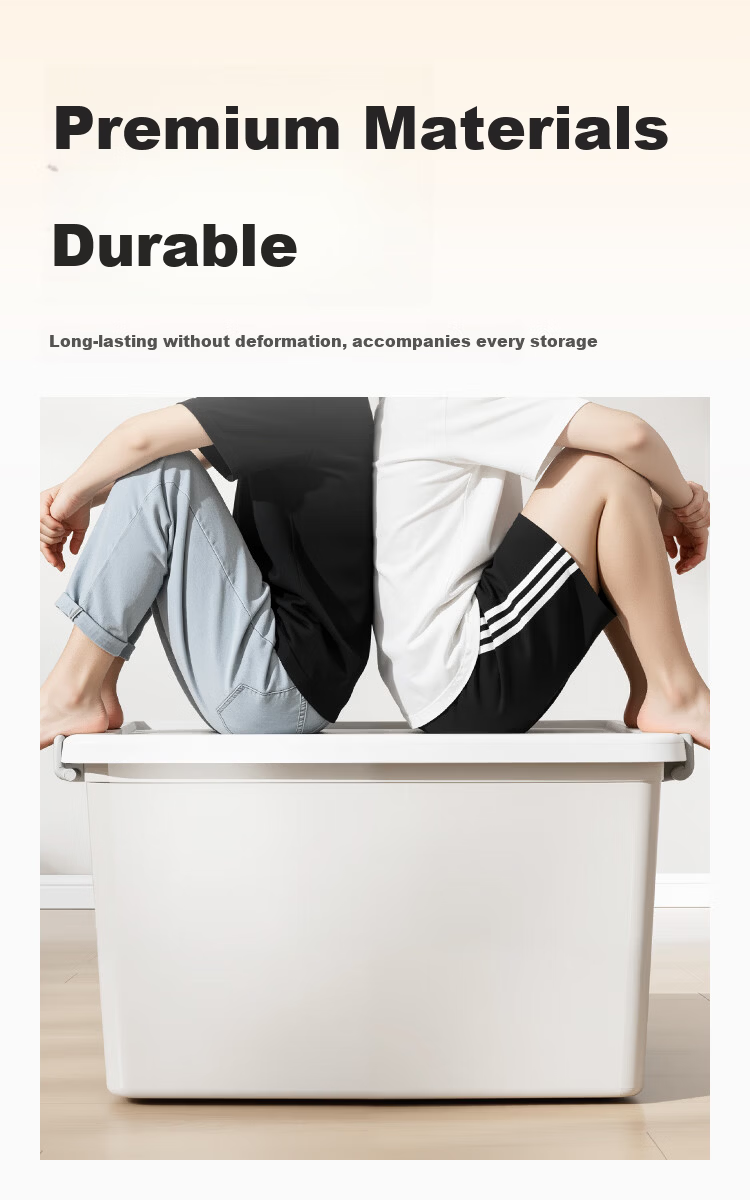 JD Jingzao Large Clothes Storage Box Organizer Plastic Toy Storage Car Trunk Storage Bin 65L White 6