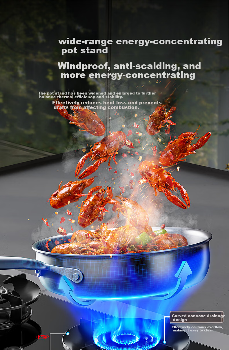 Royalstar Extraordinary Series Gas Stove Natural Gas Double Burner Built-in Nine-Chamber Dual Burner Tabletop High Heat Stove First-Level Energy Efficiency 70% Thermal Efficiency JZT-R55-2 7