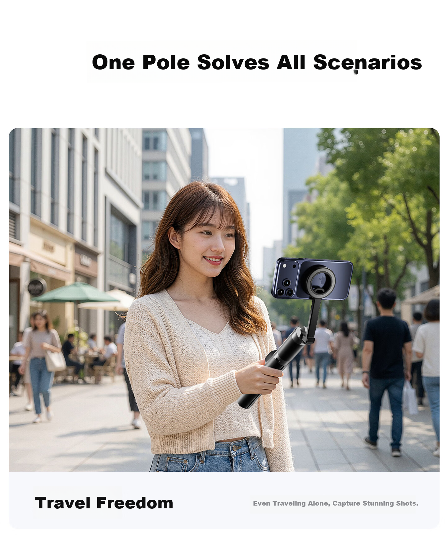 Philips Magnetic Phone Selfie Stick Portable Travel Selfie Tool Outdoor Vlog Live Streaming Photography Universal Accessory MagSafe Magnetic Rotating Anti-Shake Tripod 5319 21