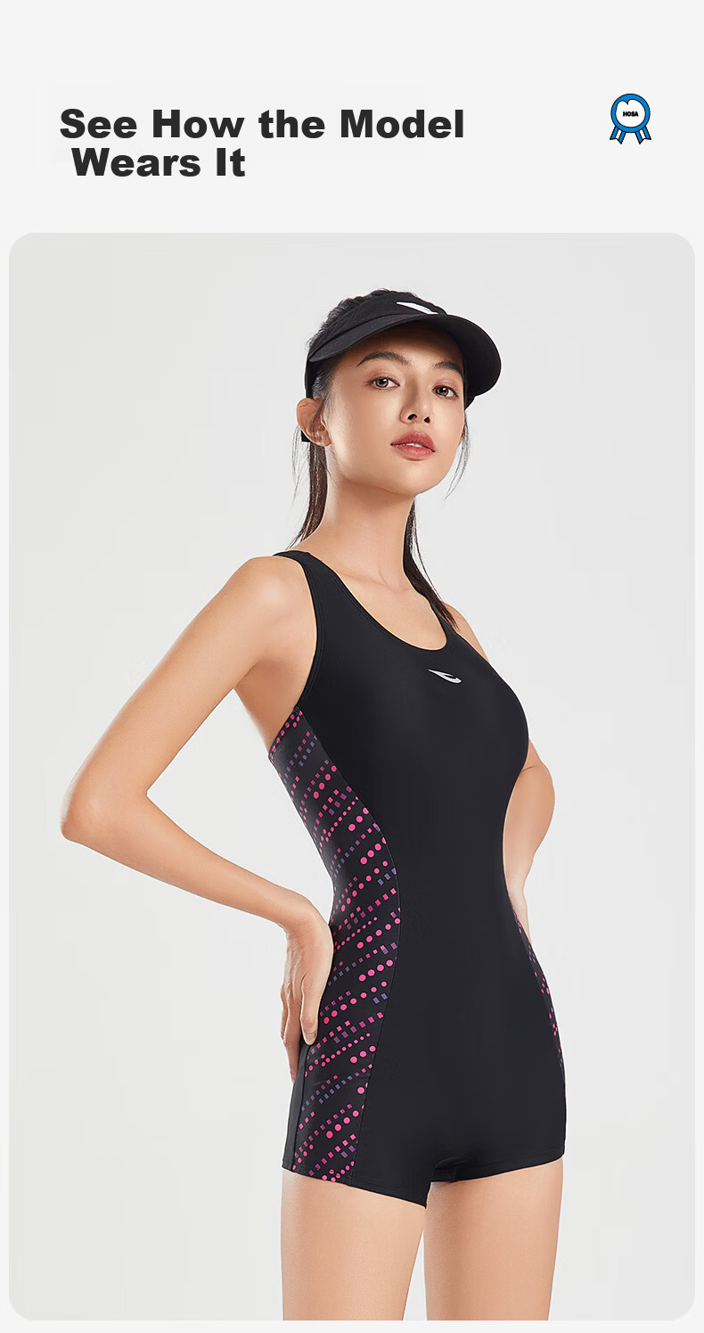 Hosa Women's One-Piece Square Leg Swimsuit New Racing Training Swimwear Plus Size Adult 11