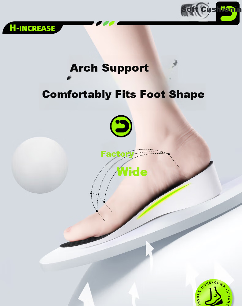 Bonnie Family Men's Height Increasing Insoles Sweat-Absorbing Odor-Resistant Shock-Absorbing Breathable Invisible Height Increase Full Insoles Summer 5