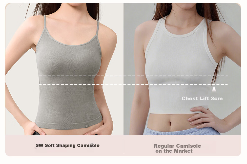 SecretWorld Women's Camisole with Built-in Padded Bra, Cross Back, Side Coverage, Slimming Spring Base Top 20