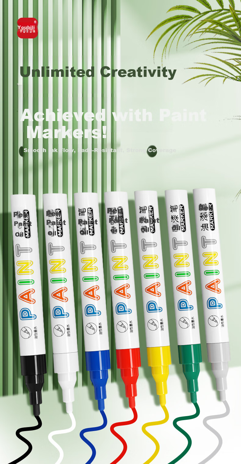 UBILI Waterproof Oil-Based Paint Marker Pen DIY Graffiti Tire Industrial Metal Touch-Up Paint Pen 3-Pack 5201 Silver 2