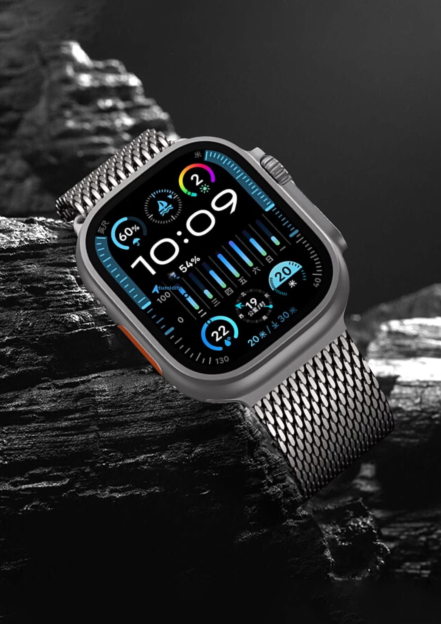 Biaodaige Compatible with Apple S12 Watch Band, S11 High-End Style IWatch S10/9/8/7 Milanese Loop, Apple Watch Ultra 2/3/1SE Stone Plate 5