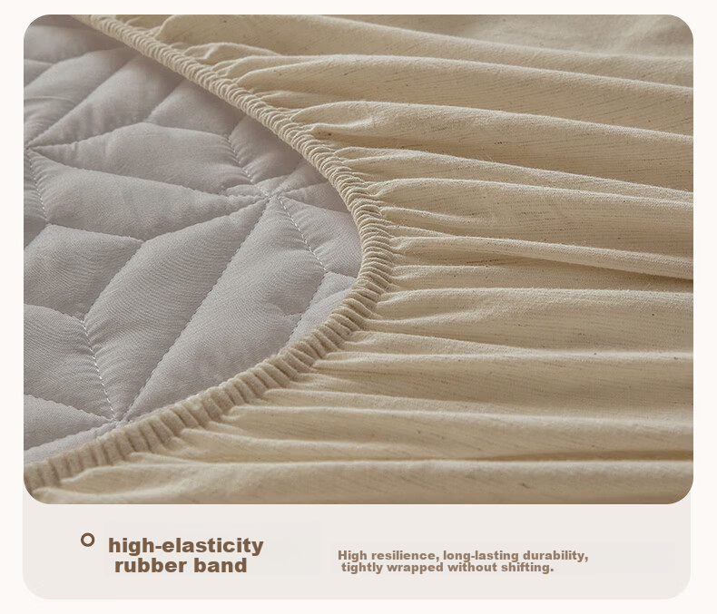 MUJI Class A Pure Cotton Linen Thickened Quilted Fitted Sheet Single Dustproof Protective Non-Slip Full Coverage 180*200cm 8
