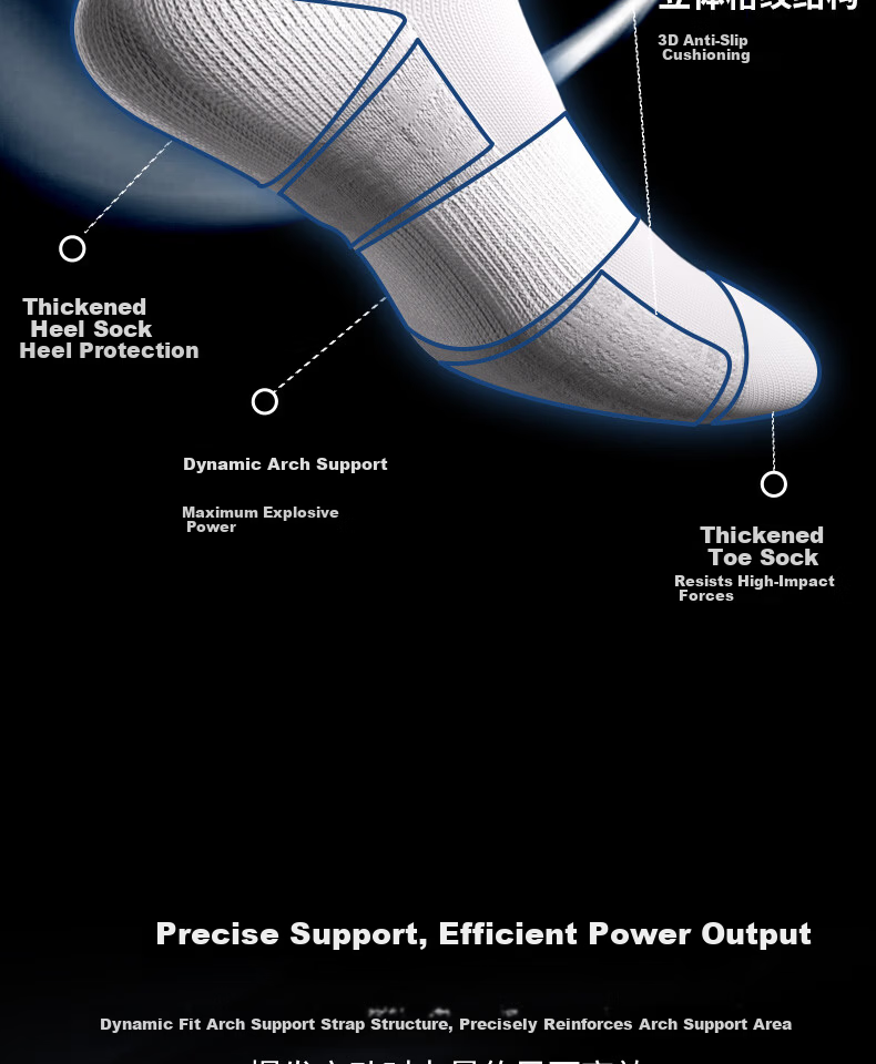 KUMPOO 26th Anniversary New Thickened Professional Sweat-Absorbing Badminton Socks KSO-780 White Low-Cut (3 Pairs) 6