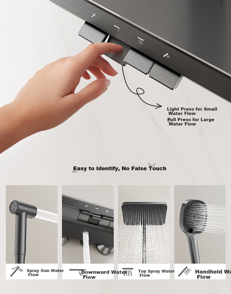 JOMOO Piano Key Storage Square Tube Top Spray Handheld Dual Anti-Scale Shower Set 36694 White 19