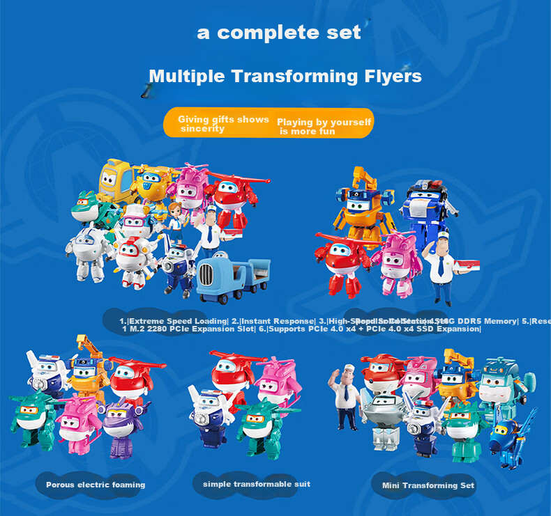 AULDEY Super Wings 13-Piece Interstellar Guardian Transforming Robot Toy Gift Set for Kids 2