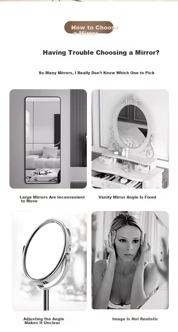 Anerya Desktop Makeup Mirror Home HD Rotatable Wooden Dressing Mirror Ins Style Girls Bedroom Table Mirror 2