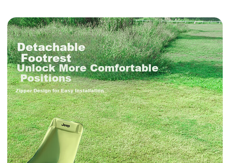 JEEP Outdoor Camping Folding Recliner Ultra-Light Portable Nap Bed Beach Fishing Lazy Chair - Winter Bamboo Green 9