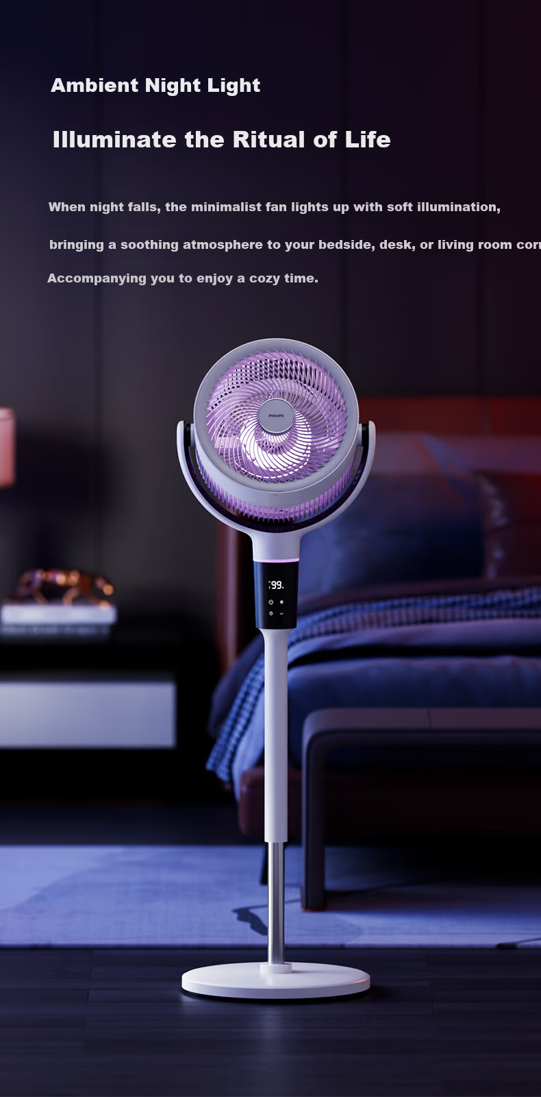 PHILIPS Air Circulation Fan Hurricane 99-Speed DC Inverter Floor Fan Home Quiet Automatic Oscillation Purification 3D Oscillation Table Fan High Wind Remote Control ACR3262CFD 5