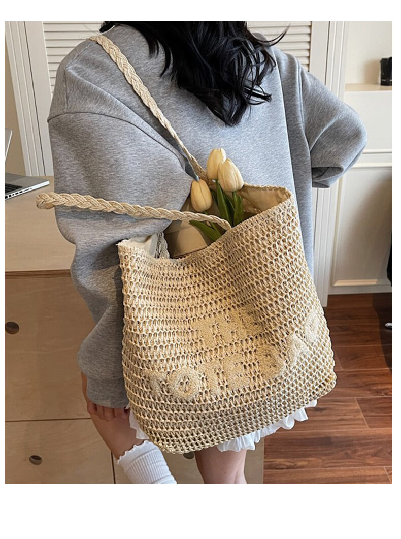 Love Sea Woven Bag Women's Straw Beach Large Capacity Tote Fashion Birthday Gift Premium Feel for Girlfriend Wife 3