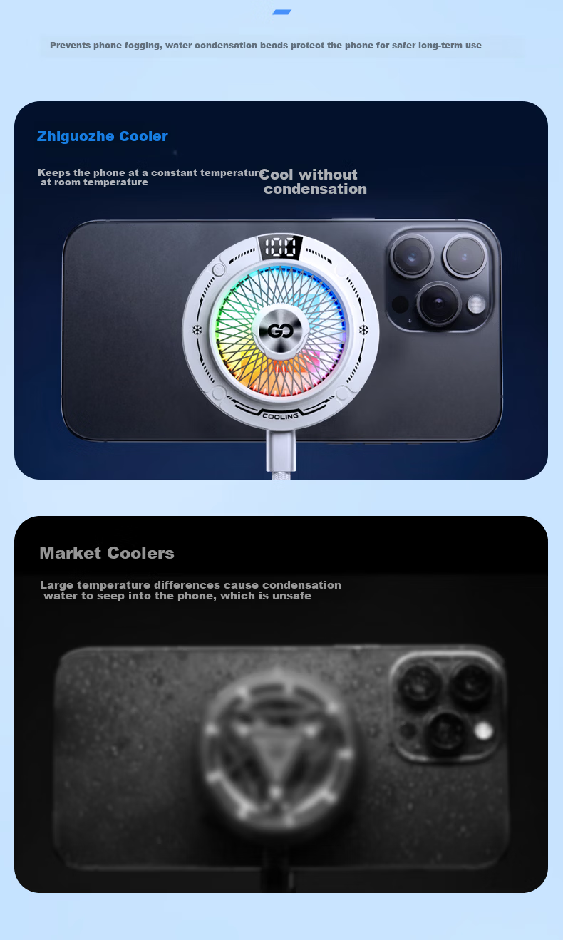 Zhiguozhe Wind-Suction 100-Level Magnetic Cooling Phone Cooler Ice-Making Semiconductor Cooling Clip for Gaming and Live Streaming Compatible with Apple 19