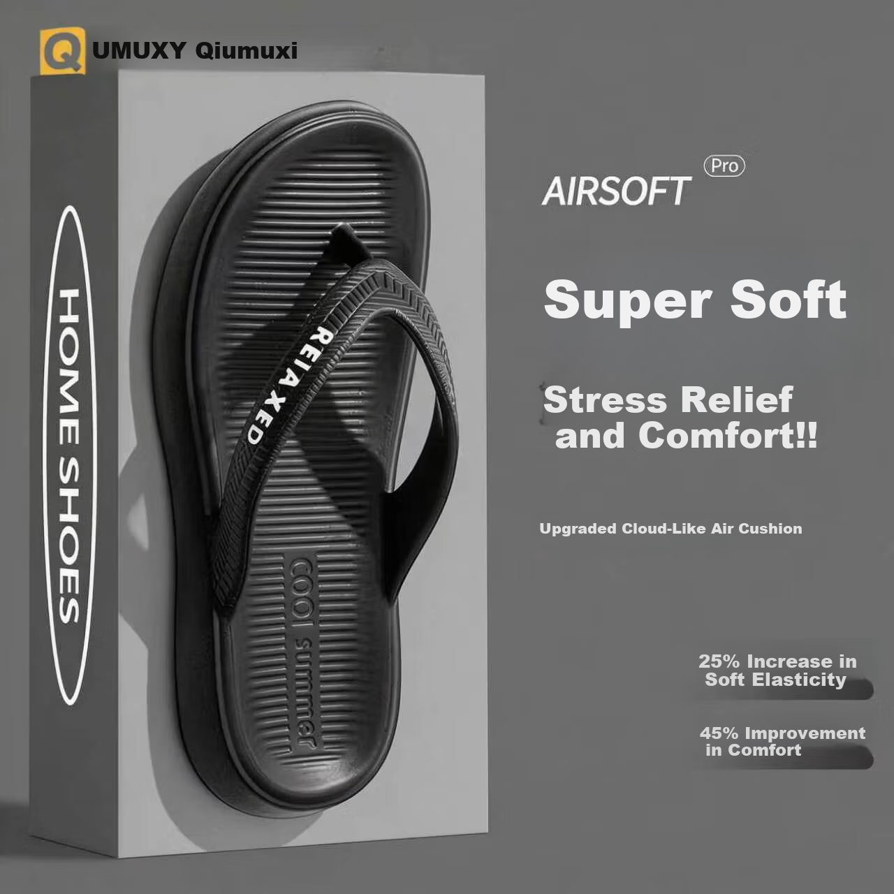 Qiumuxi Men's EVA Flip Flops Slip-Resistant Summer Beach Durable Soft Sole Portable Home Couples Sandals