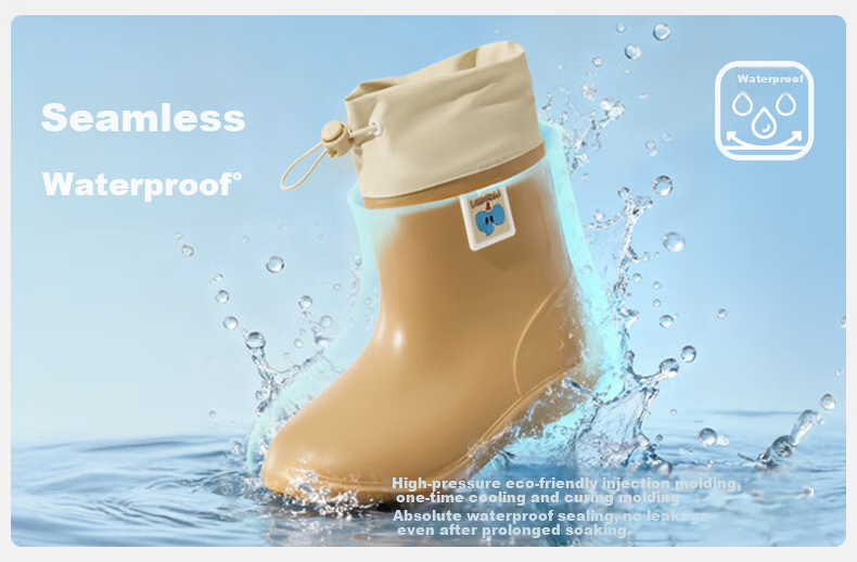 Lemon Baby Kids Waterproof Rain Boots Unisex Outdoor Non-Slip Water Shoes with Drawstring Closure, Blue, Size 18 6