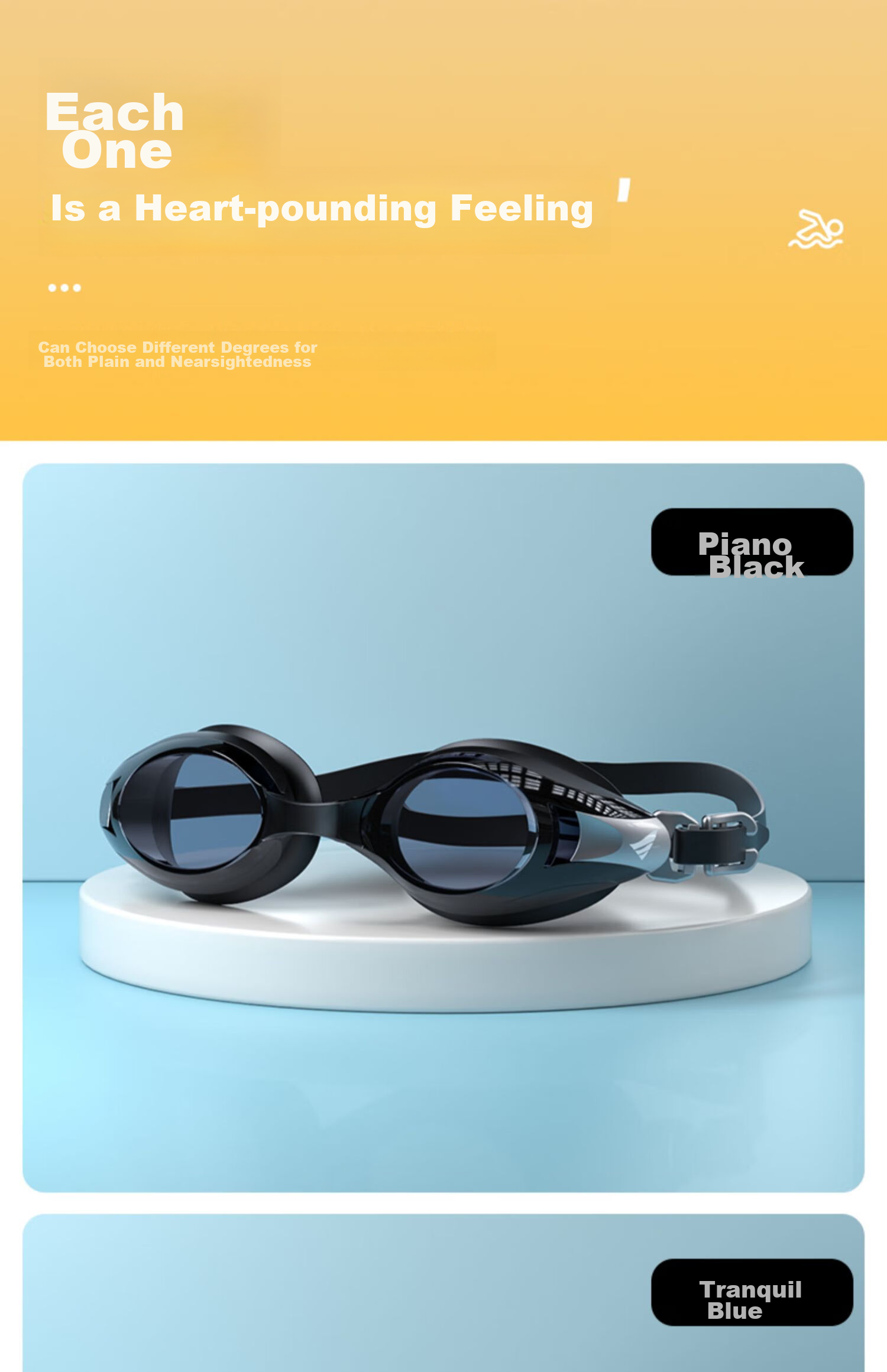 View Nearsighted Swimming Goggles, Waterproof, 10x Anti-Fog, High Definition, for Men And Women, Diving Equipment, Swimming Glasses V580ASA-200 Degrees 22