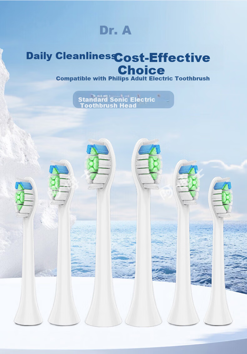 Doctor A Compatible Philips Electric Toothbrush Heads 3/6/7/9 Series HX3226 HX6730 HX6856/6850/6859 HX9033 Universal Replacement Soft Rubber Shock-Absorbing Gum Care 6-Pack 1