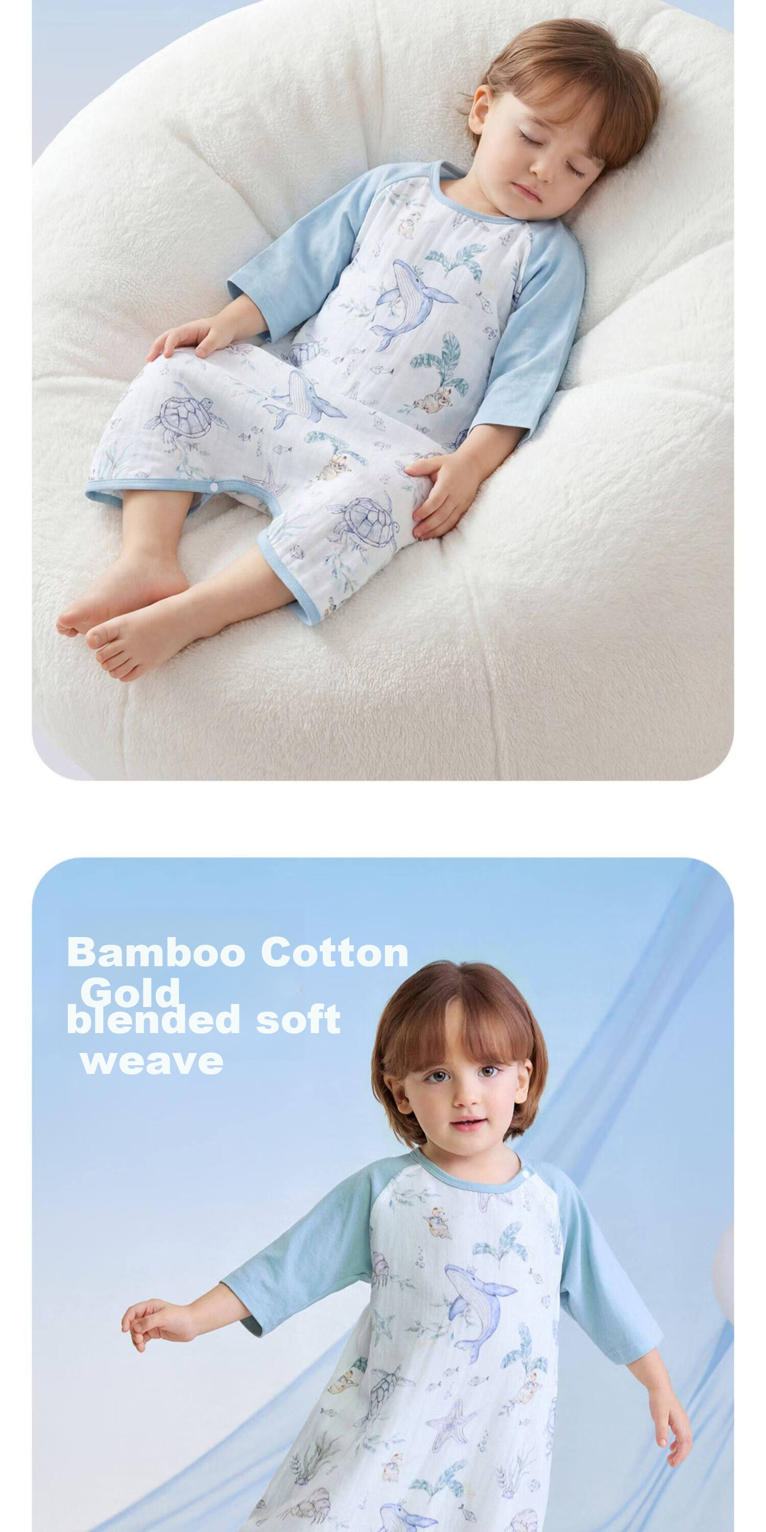 JOYNCLEON Kids Bamboo Cotton Gauze Pajamas Spring Summer Baby Homewear Set Boys Girls Air Conditioning Clothes Jyf195982 5