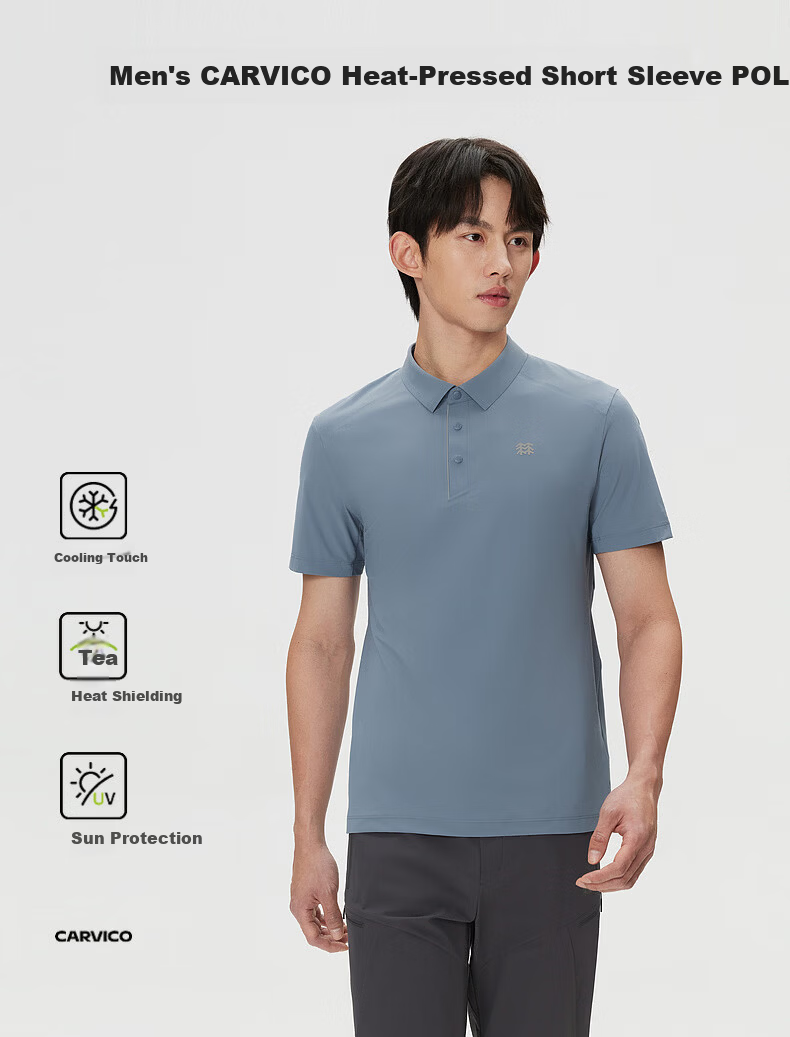 KOLON SPORT Men's Outdoor Casual Cooling UPF50+ CARVICO Short Sleeve Shirt 1
